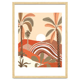 Epiphany, Pastel Rustic Sunrise Sunset, Bohemian Nature Landscape Illustration, Mountains Adventure Palm Trees thumbnail