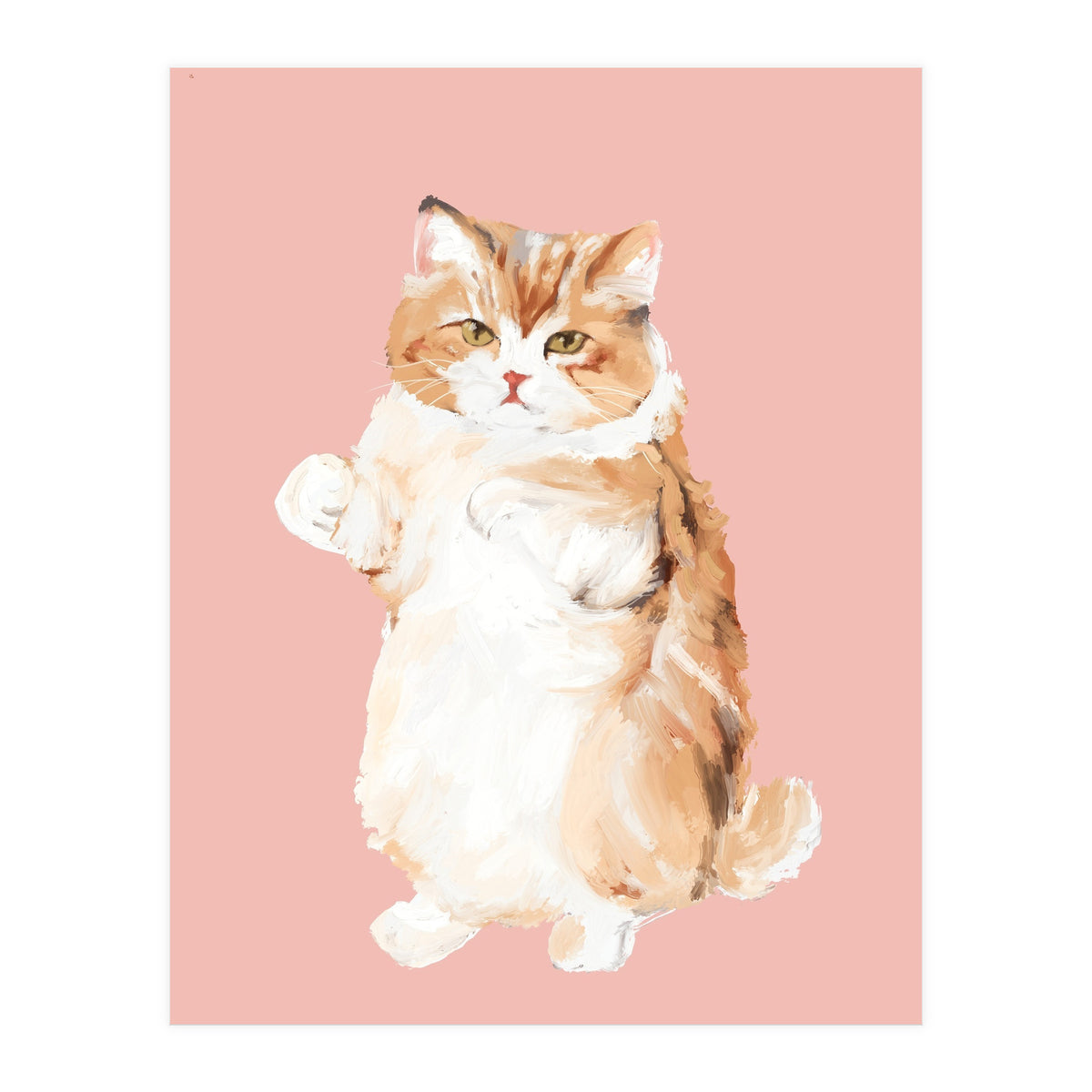 Ms Purrlington Handpainted fluffy cat oil painting (Print Only)