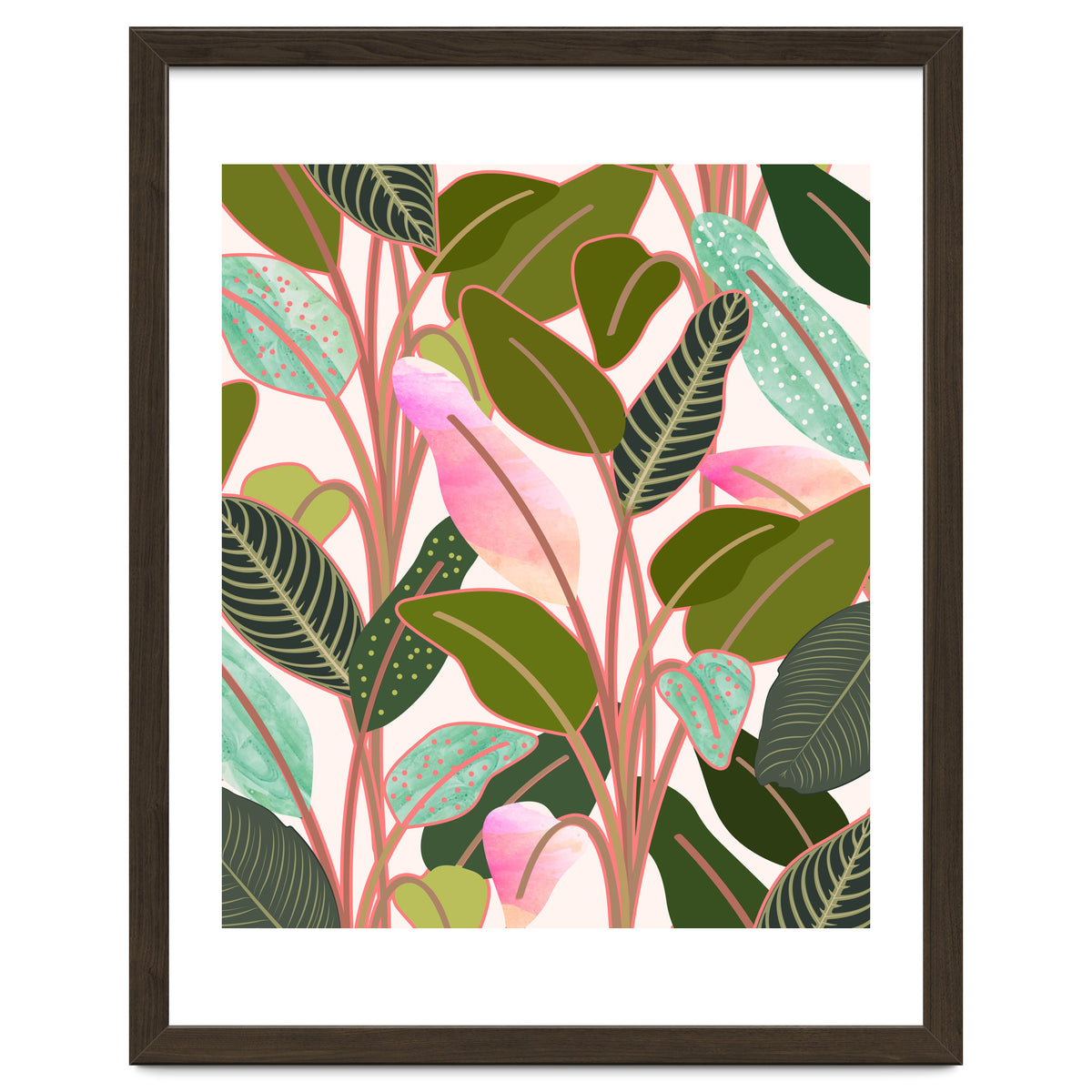 Color Paradise, Tropical Colorful Modern Bohemian Illustration, Eclectic Botanical Plant