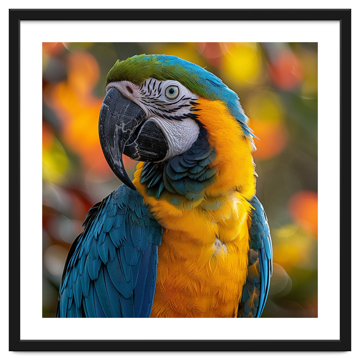 Blue And Gold Macaw Parrot Close Up Portrait