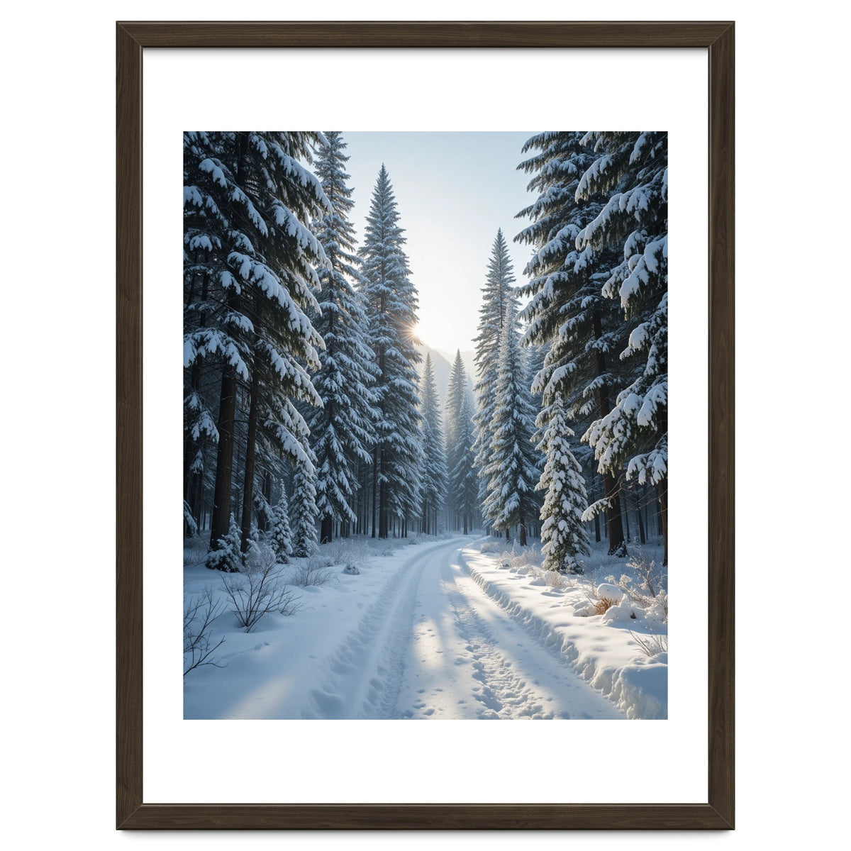 Serene Winter Wonderland Forest Road