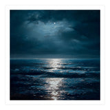 Ethereal Moonlight Over Midnight Ocean Waves (Print Only) thumbnail