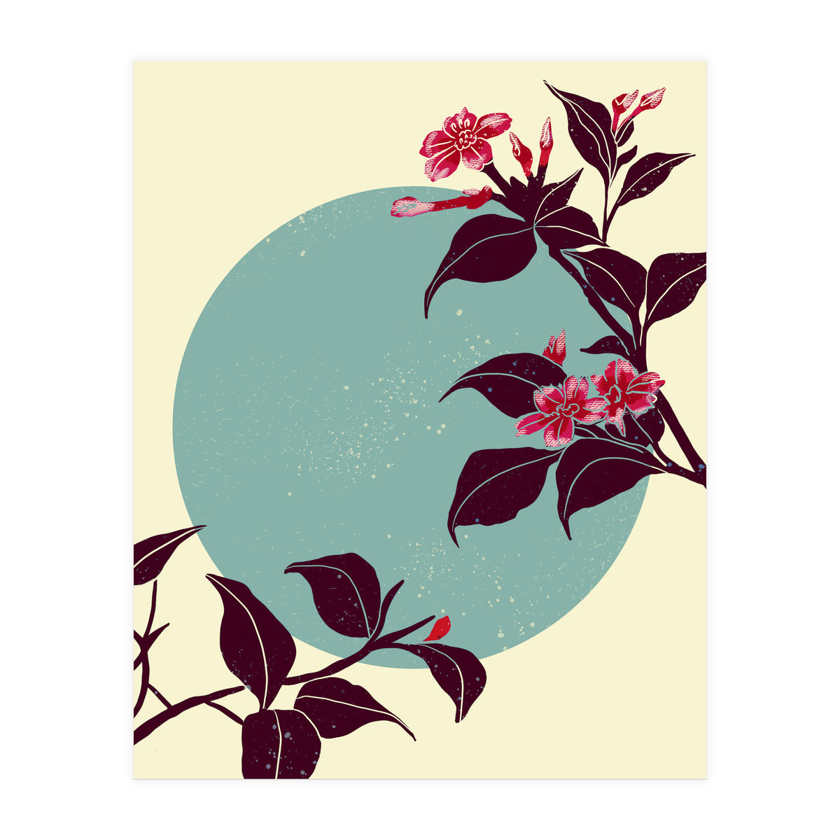 Pink flowers on a blue moon (Print Only)