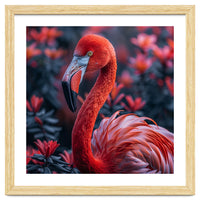 Vibrant Flamingo Portrait With Tropical Foliage