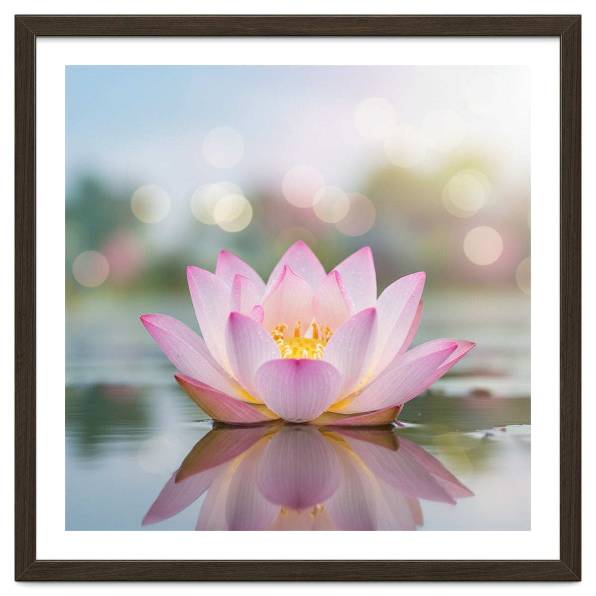 Ethereal Lotus Bloom: Serene Botanical Reflection