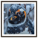 Penguin In Snow Falling Close Up Portrait thumbnail
