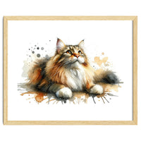 Majestic Cat With Watercolor Splashes