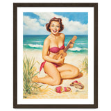 Pinup Girl Playing Ukulele On The Beach thumbnail