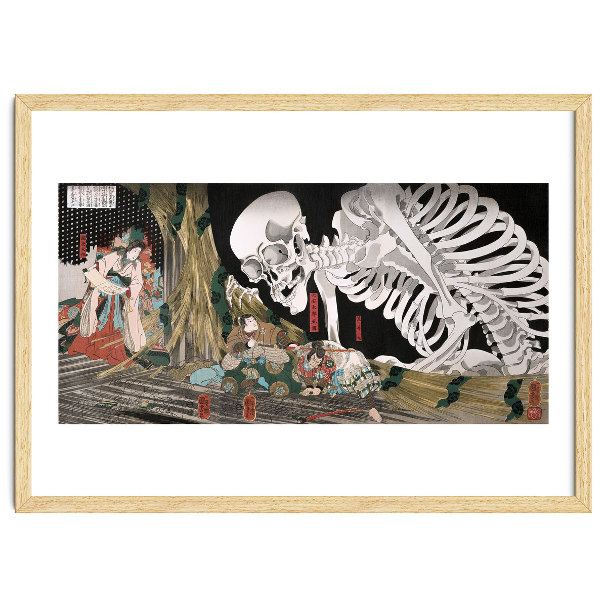 Utagawa Kuniyoshi – Mitsukuni Defying the Skeleton Specter (1910) | Dramatic Japanese Ukiyo-e Masterpiece