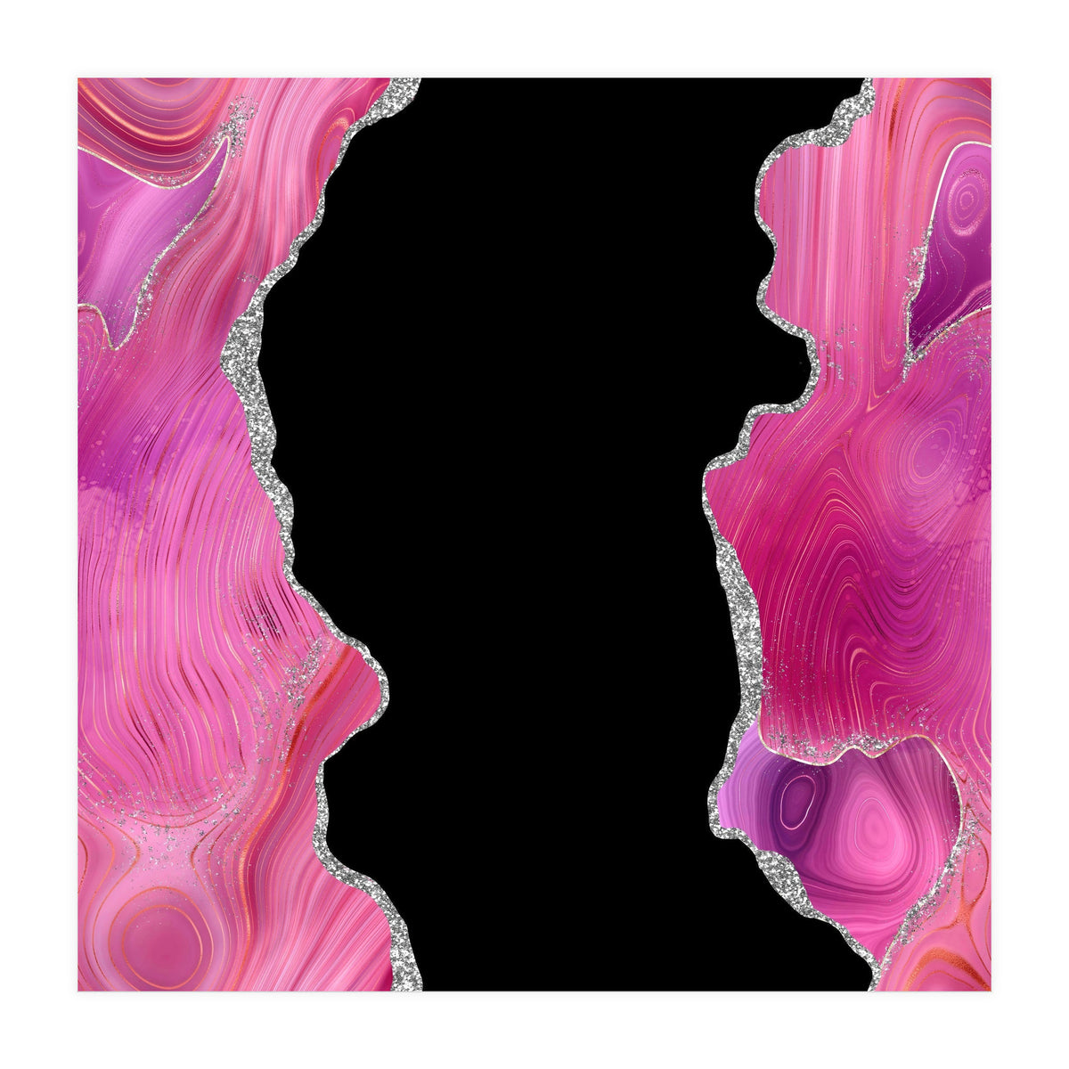 Magenta & Silver Agate Texture 02  (Print Only)