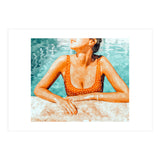 Mi Bebida Por Favor | Modern Bohemian Woman Summer Swim | Swimming Pool Watercolor Fashion Painting (Print Only) thumbnail