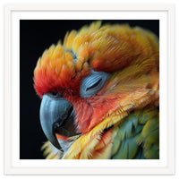 Close Up Of A Sleeping Sun Conure Parrot