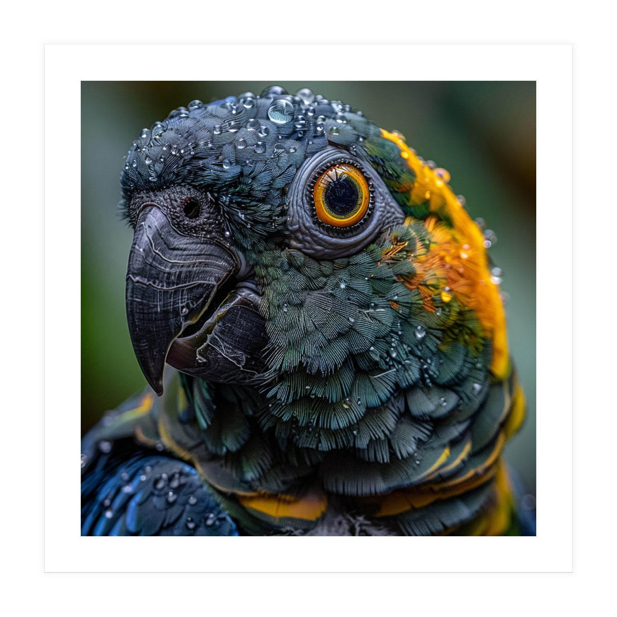 Close Up Of A Wet Macaw Parrot Head (Print Only)