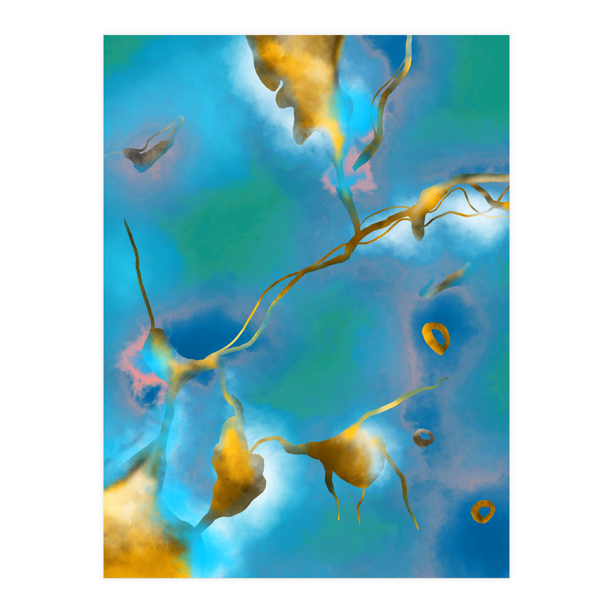 In My Veins, Abstract Marble Gold Texture, Eclectic Painting Resin Bohemian, Contemporary Luxe Chic Luxury (Print Only)