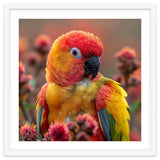 Close Up Of A Sun Conure Parrot With Bright Feathers thumbnail
