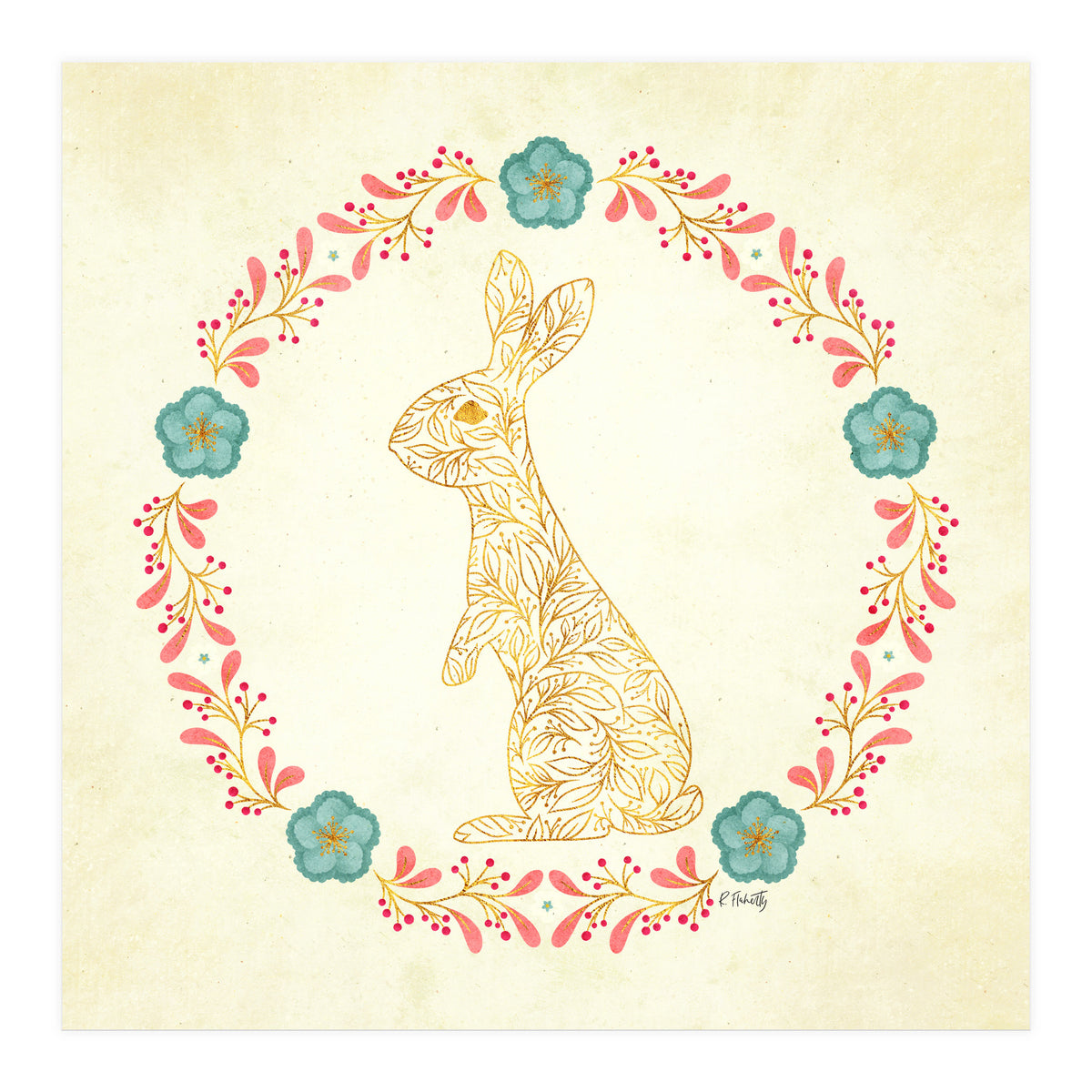 Floral Rabbit Wreath (Print Only)