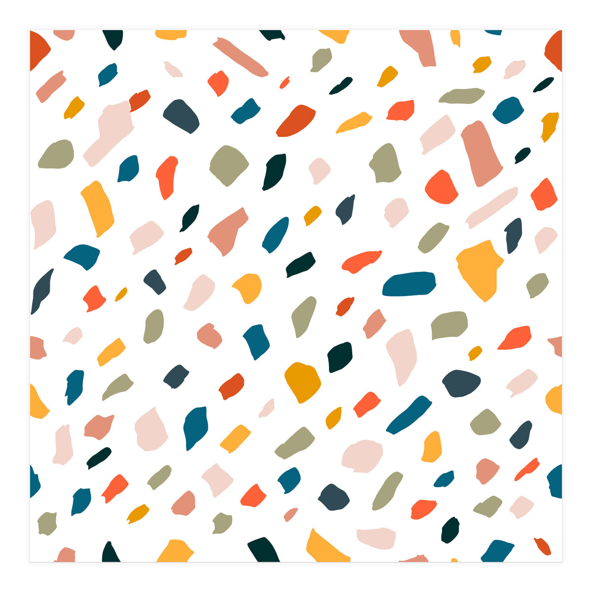 TerrazzoTerrazzo, Abstract Quirky Shapes Bohemian Modern Pattern Confetti Celebration Random Colorful Shapes (Print Only)
