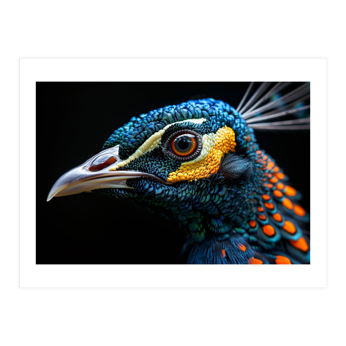 Close Up Of A Peacock Bird Head Eye (Print Only)