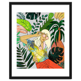Spring Break, Tropical Bohemian Travel Line Art, Woman Fashion Palm Forest Jungle Watercolor Nature thumbnail