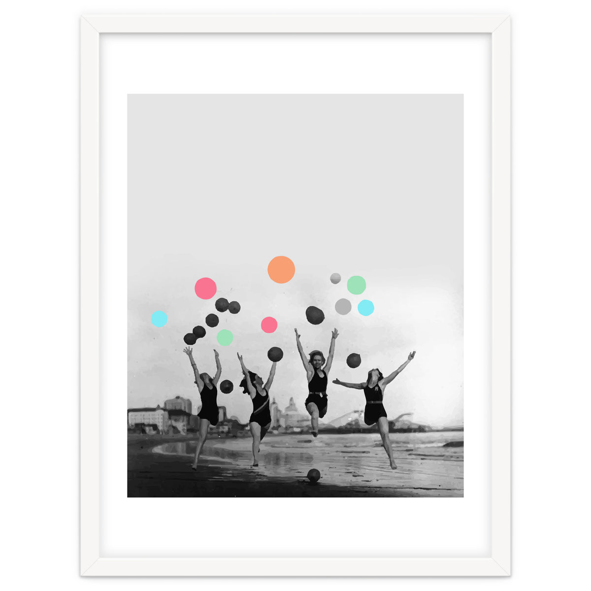 Vintage Women Black & White Photography Balloons Freedom Feminism Women's Rights Individuality