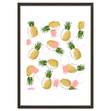 Pineapples & Pine Cones, Eclectic Tropical Nature Illustration, Quirky Fun Fruit Food Graphic Design thumbnail