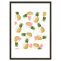 Pineapples & Pine Cones, Eclectic Tropical Nature Illustration, Quirky Fun Fruit Food Graphic Design