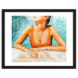 Mi Bebida Por Favor | Modern Bohemian Woman Summer Swim | Swimming Pool Watercolor Fashion Painting thumbnail