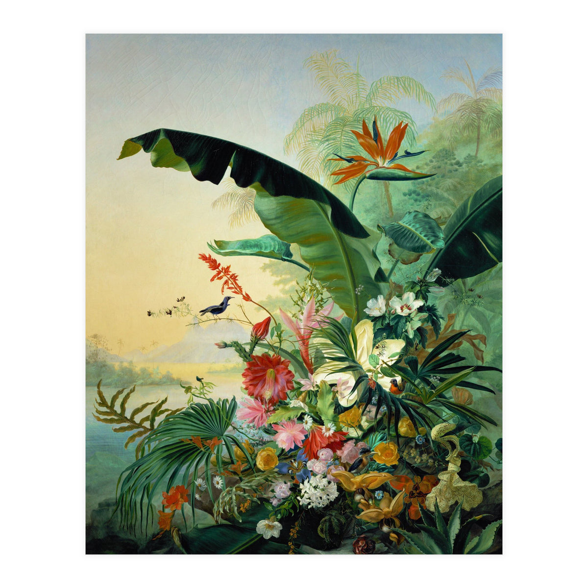Fleurs exotique, 1836 Exotic flowers from tropical countries. Canvas, 162 x 121 cm. (Print Only)