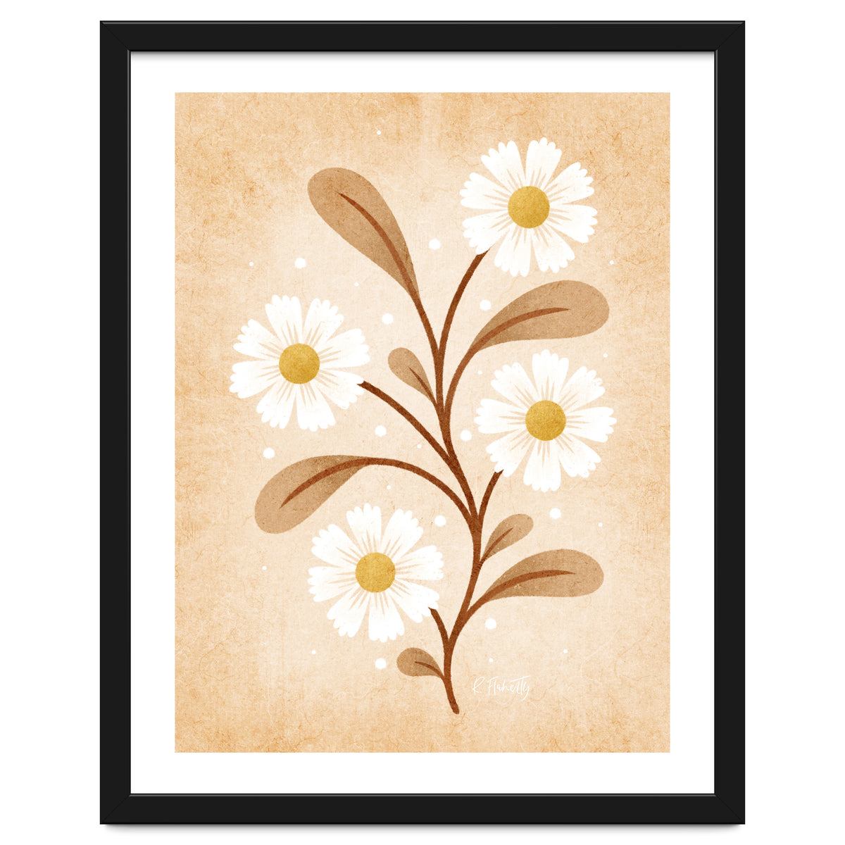 Vintage Beige Daisies