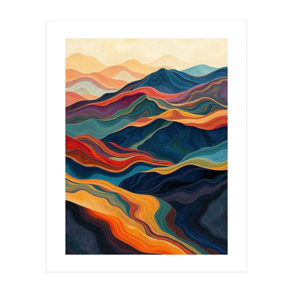 Abstract Mountain Landscape Art with Fluid Textures (Print Only)