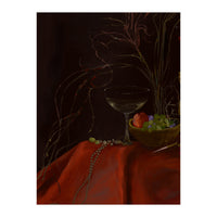Dark Baroque Still Life Table and Wine oil (Print Only)