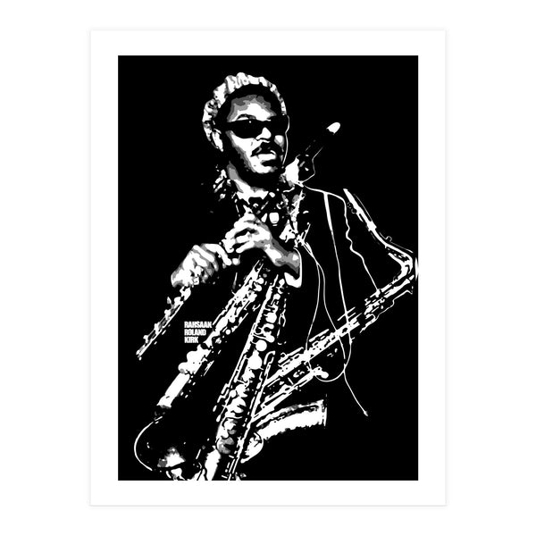 Rahsaan Roland Kirk American Jazz Multi-Instrumentalist in Grayscale (Print Only)