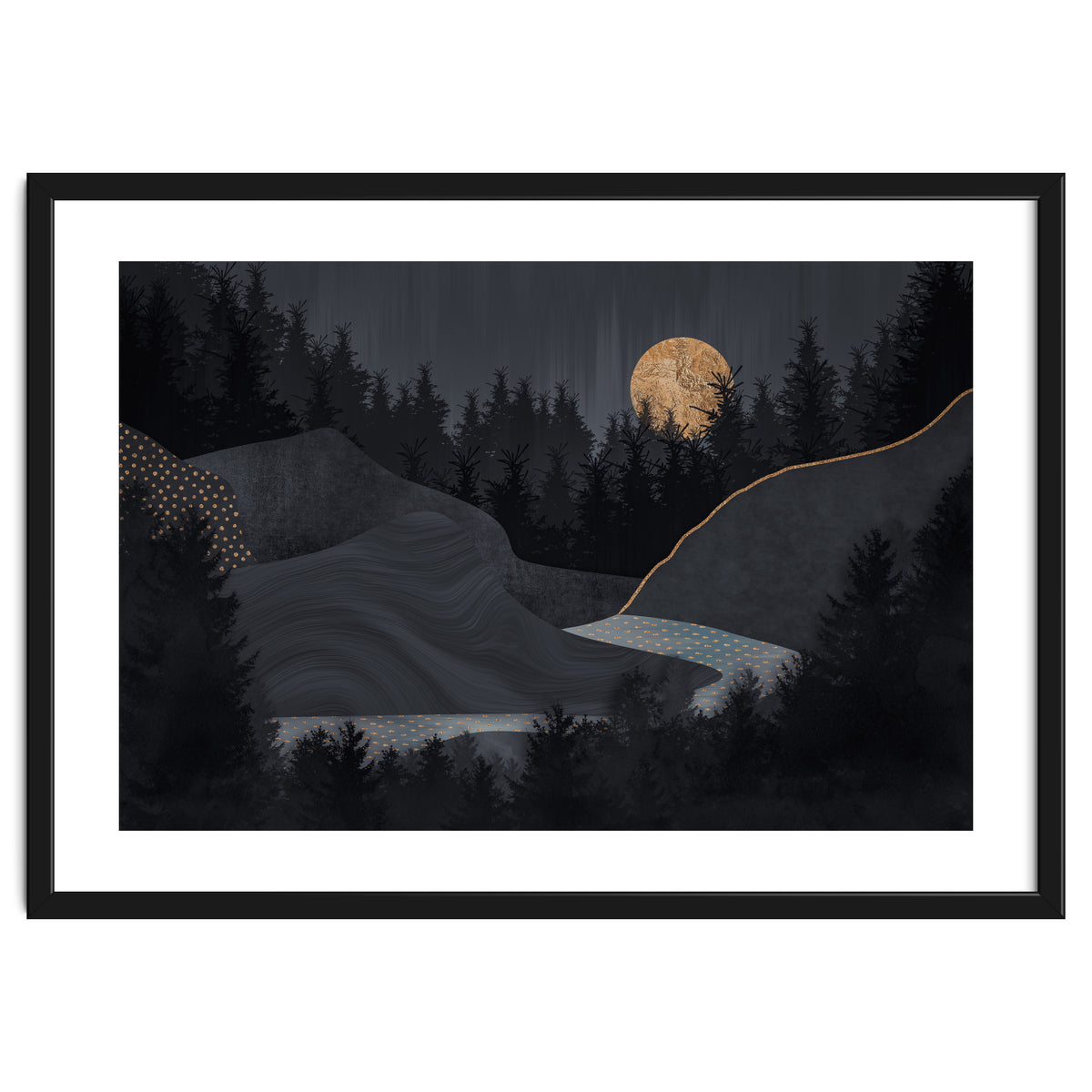 Abstract Landscape Midnight Moon