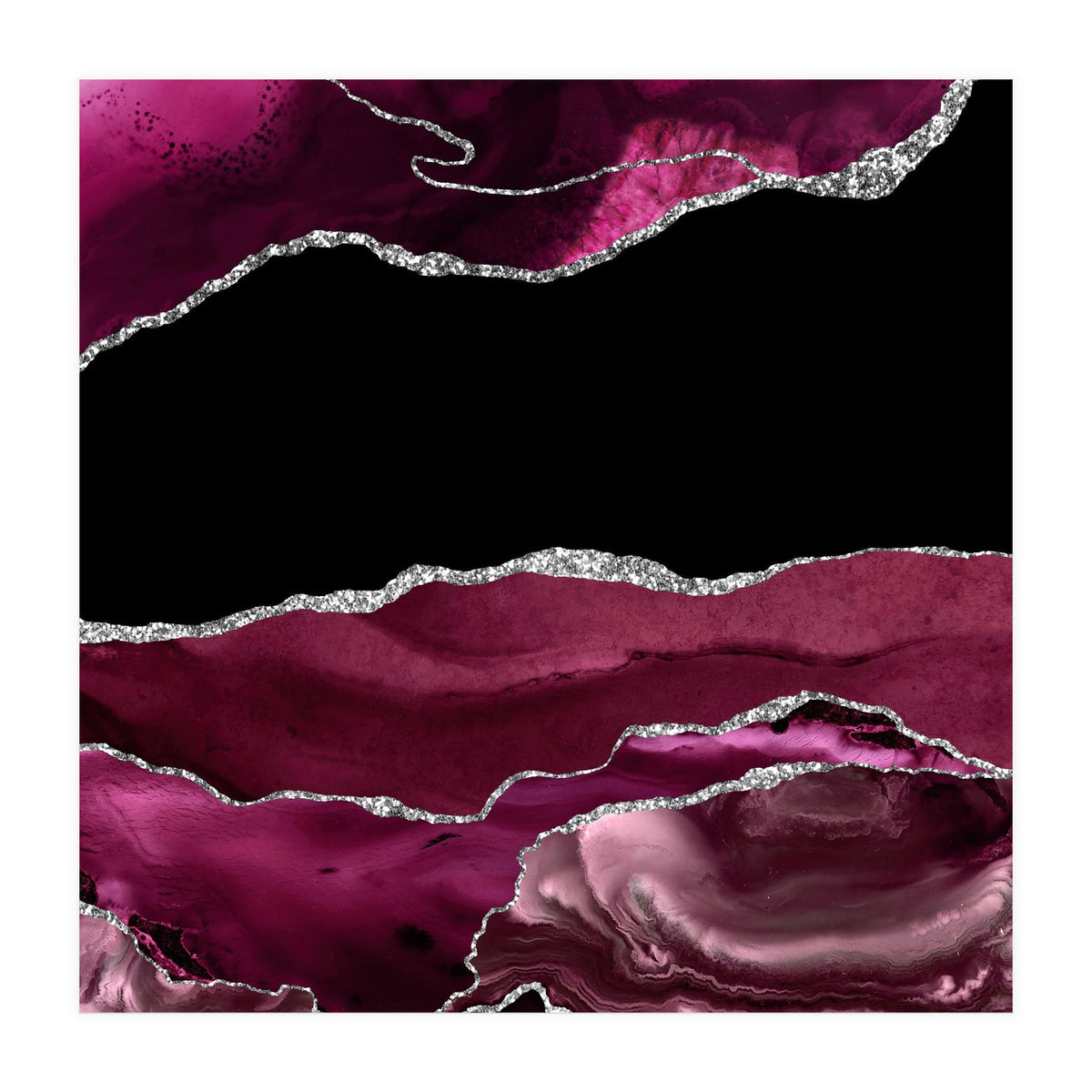 Burgundy & Silver Agate Texture 02 (Print Only)