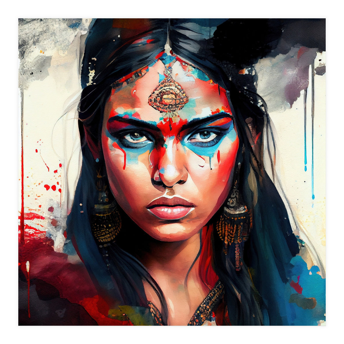 War Paint Hindu Warrior Portrait (Print Only)