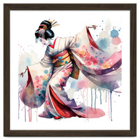 Geisha Dancer With Flowing Kimono