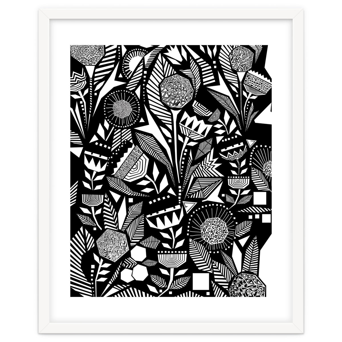 African Tribal, Black & White Abstract Drawing Sketch Line Art, Rustic Botanical Illustration, Bohemian Eclectic Scandinavian Vintage Bold