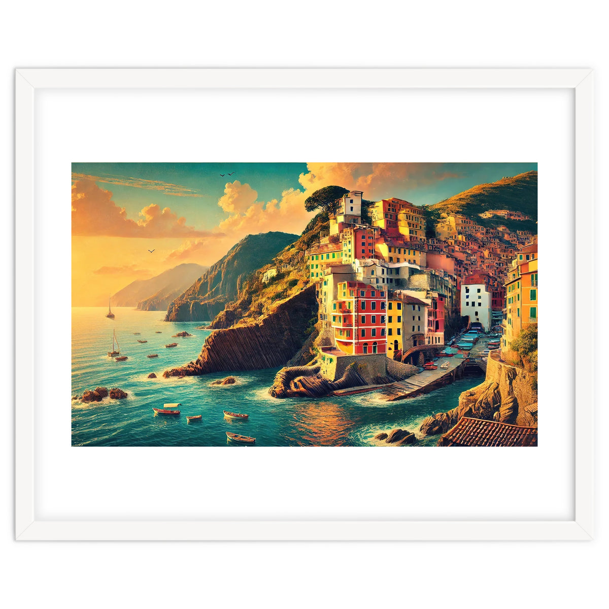 Vintage Cinque Terre Poster, Italy