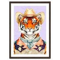 Tiger Portrait in Hat Wild Cowboy Fashion