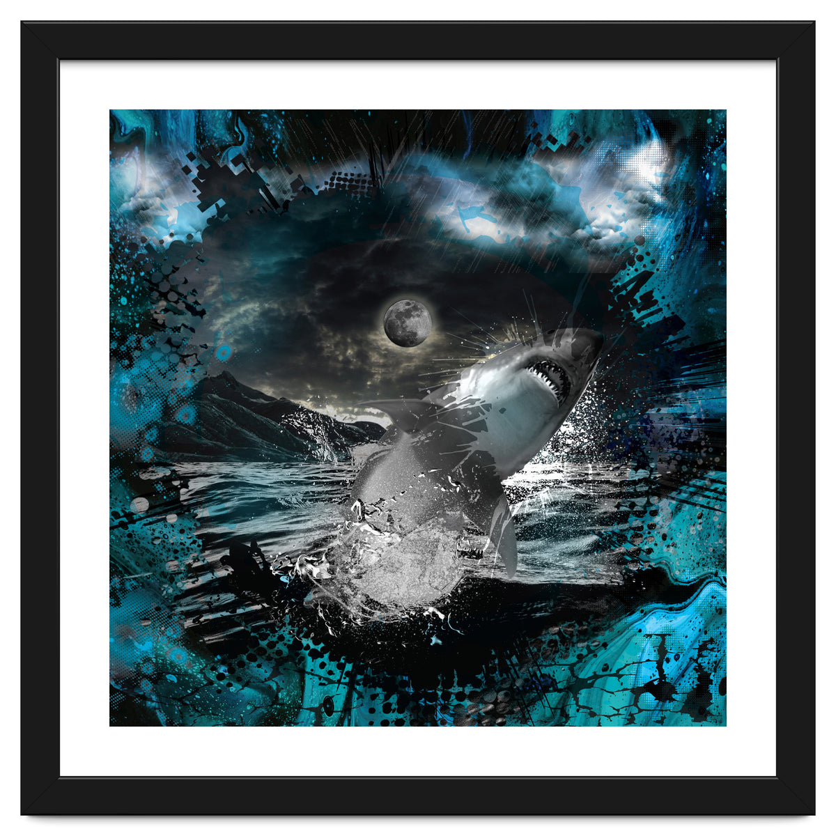 Shark Blue Moon Ocean Splash