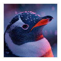 Close Up Penguin With Snowflakes On Head (Print Only)