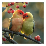 Two Lovebirds Sitting On A Branch (Print Only) thumbnail