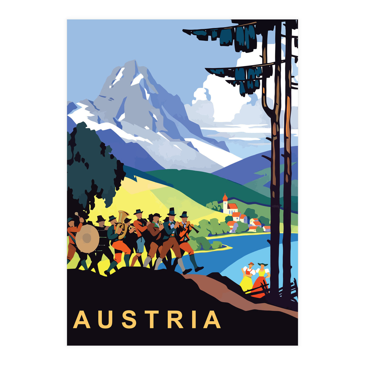 Austria, Music Orchestra on Picnic (Print Only)
