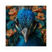 Close Up Portrait Of A Peacock Head (Print Only)