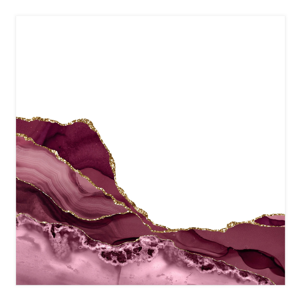 Burgundy & Gold Agate Texture 23  (Print Only)