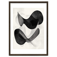 Abstract Black And White Flowing Organic Shapes With Texture