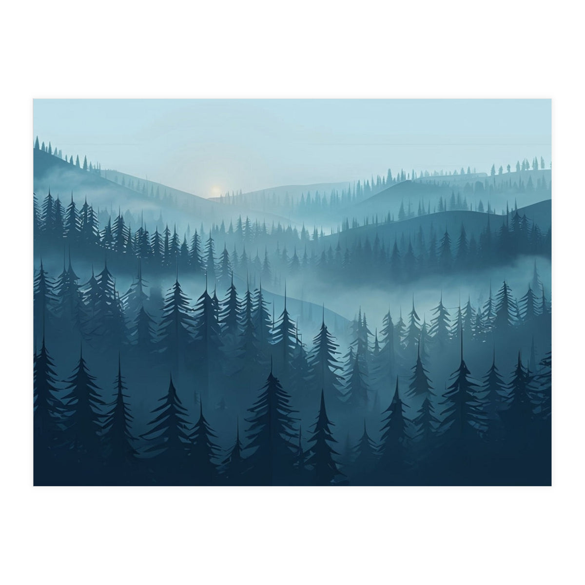 Misty Evergreen Forest: Moody Atmospheric Landscape (Print Only)