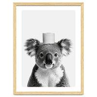 Koala, Toilet Paper Crown, Cute Animal Bathroom Art