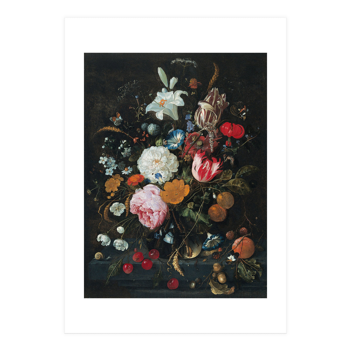 Jan Davidsz. de Heem (Utrecht, 1606-Amberes, 1683/4). Flowers in a glass Vase with Fruit (ca. 166... (Print Only)