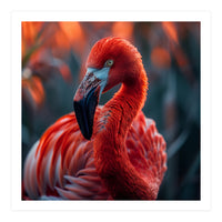 Vibrant Flamingo Close Up Portrait Outdoor Nature (Print Only)